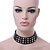 Black Leather Crystal, Spike Choker Necklace In Silver Tone - 34cm L - view 10