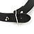 Black Leather Crystal, Spike Choker Necklace In Silver Tone - 34cm L - view 7