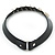 Black Leather Crystal, Spike Choker Necklace In Silver Tone - 34cm L - view 8
