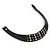 Black Leather Crystal, Spike Choker Necklace In Silver Tone - 34cm L - view 6