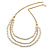 Long Layered Faux Pearl Gold Tone Chain Necklace - 92cm L