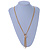 Crystal Heart Lariat Triple Chain Long Neckalce In Gold Tone Metal - view 2