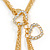 Crystal Heart Lariat Triple Chain Long Neckalce In Gold Tone Metal - view 6