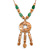 Ethnic Hammered Medallion Pendant with Gold Tone Green Bead Chain - 40cm L/ 4cm Ext