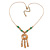 Ethnic Hammered Medallion Pendant with Gold Tone Green Bead Chain - 40cm L/ 4cm Ext - view 4