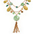 Vintage Inspired Green Shell and Freshwater Pearl Bead Multi Layered, Tassel Necklace In Gold Tone - 46cm L/ 5cm Ext/ 7cm Front Drop (Tassel) - view 8