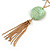 Vintage Inspired Green Shell and Freshwater Pearl Bead Multi Layered, Tassel Necklace In Gold Tone - 46cm L/ 5cm Ext/ 7cm Front Drop (Tassel) - view 5