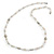 Long Cream Acrylic Bead Necklace In Silver Tone - 82cm L - view 5
