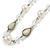 Long Cream Acrylic Bead Necklace In Silver Tone - 82cm L - view 3
