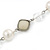 Long Cream Acrylic Bead Necklace In Silver Tone - 82cm L - view 6