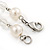 Long Cream Acrylic Bead Necklace In Silver Tone - 82cm L - view 4