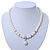 Prom, Bridal, Wedding 8mm, 10mm White Simulated Glass Pearl Necklace With Crystal Rings - 38cm Length/ 6cm Extension - view 10