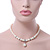 Prom, Bridal, Wedding 8mm, 10mm White Simulated Glass Pearl Necklace With Crystal Rings - 38cm Length/ 6cm Extension - view 3