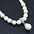 Prom, Bridal, Wedding 8mm, 10mm White Simulated Glass Pearl Necklace With Crystal Rings - 38cm Length/ 6cm Extension - view 7