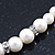 Prom, Bridal, Wedding 8mm, 10mm White Simulated Glass Pearl Necklace With Crystal Rings - 38cm Length/ 6cm Extension - view 5