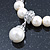 Prom, Bridal, Wedding 8mm, 10mm White Simulated Glass Pearl Necklace With Crystal Rings - 38cm Length/ 6cm Extension - view 4