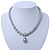 8mm, 10mm Grey Simulated Glass Pearl Necklace With Crystal Rings - 38cm Length/ 6cm Extension - view 2