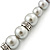 8mm, 10mm Grey Simulated Glass Pearl Necklace With Crystal Rings - 38cm Length/ 6cm Extension - view 5