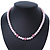 8mm Pale Pink Simulated Glass Pearl Necklace With Crystal Balls In Rhodium Plating - 42cm Length/ 6cm Extension - view 2