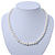 8mm White Simulated Glass Pearl Necklace With Crystal Balls In Rhodium Plating - 42cm Length/ 6cm Extension - view 11