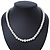 8mm White Simulated Glass Pearl Necklace With Crystal Balls In Rhodium Plating - 42cm Length/ 6cm Extension - view 2