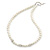8mm White Simulated Glass Pearl Necklace With Crystal Balls In Rhodium Plating - 42cm Length/ 6cm Extension - view 7