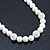 8mm White Simulated Glass Pearl Necklace With Crystal Balls In Rhodium Plating - 42cm Length/ 6cm Extension - view 6