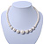 Simulated Glass Pearl Crystal Ring Flex Wire Choker Necklace In Silver Tone - 38cm Length/ 4cm Extension - view 7