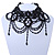 Statement Victorian/ Gothic/ Burlesque Black Acrylic, Glass Bead Choker Necklace - 25cm Length/ 7cm Extension - view 2