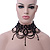 Statement Victorian/ Gothic/ Burlesque Black Acrylic, Glass Bead Choker Necklace - 25cm Length/ 7cm Extension - view 9