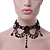 Chic Victorian/ Gothic/ Burlesque Black Acrylic Bead Bib Choker Necklace - 29cm Length/ 6cm Extension - view 5