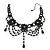 Chic Victorian/ Gothic/ Burlesque Black Acrylic Bead Bib Choker Necklace - 29cm Length/ 6cm Extension - view 2
