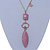 Dusty Pink Faceted Stone Pendant with Gold Plated Chain - 56cm L/ 6cm Ext - view 6