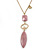 Dusty Pink Faceted Stone Pendant with Gold Plated Chain - 56cm L/ 6cm Ext