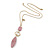 Dusty Pink Faceted Stone Pendant with Gold Plated Chain - 56cm L/ 6cm Ext - view 2