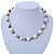 White Ceramic Bead, Beige Shell Chips Necklace In Silver Tone - 44cm L/ 4cm Ext