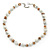 White Ceramic Bead, Beige Shell Chips Necklace In Silver Tone - 44cm L/ 4cm Ext - view 4