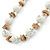 White Ceramic Bead, Beige Shell Chips Necklace In Silver Tone - 44cm L/ 4cm Ext - view 5