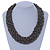 Wide Chunky Grey Beige Glass Bead Plaited Necklace - 53cm L - view 4