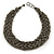 Wide Chunky Grey Beige Glass Bead Plaited Necklace - 53cm L