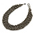 Wide Chunky Grey Beige Glass Bead Plaited Necklace - 53cm L - view 5