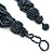 Wide Chunky Hematite Glass Bead Plaited Necklace - 44cm L - view 6