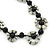 Black/ White Bone, Wood Bead Cotton Cord Necklace - 70cm L - view 2