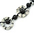 Black/ White Bone, Wood Bead Cotton Cord Necklace - 70cm L - view 3