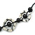 Black/ White Bone, Wood Bead Cotton Cord Necklace - 70cm L - view 4