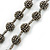12mm Long Metallic Grey Glass Ball Necklace - 124cm Length - view 3