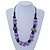 Lilac/ Purple Wood Bead Cotton Cord Necklace - 70cm L (Adjustable) - view 2