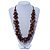 Dark Brown Cluster Wood Bead Black Cotton Cord Necklace - 70cm L - view 2