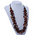 Dark Brown Cluster Wood Bead Black Cotton Cord Necklace - 70cm L - view 3