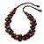 Dark Brown Cluster Wood Bead Black Cotton Cord Necklace - 70cm L